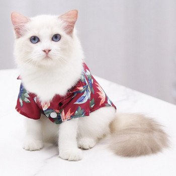 Καλοκαιρινές γάτες πουκάμισα Ρούχα Άνετα σκυλιά γάτας Ρούχα παραλίας γιλέκο κατοικίδιο ζώο λουλουδάτο μπλουζάκι Μικρό μεγάλο σκυλί γάτα κουτάβι Pet Cos Προμήθειες