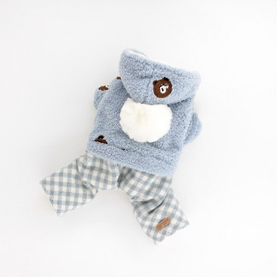 Oblečenie pre psov s kreslenými medvedíkmi, kockované overaly pre šteniatka, malé psy, oblečenie pre mačky, zimné hrubé teplé, čivava, kawaii, produkty pre domáce zvieratá