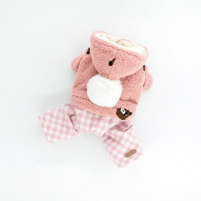 Oblečenie pre psov s kreslenými medvedíkmi, kockované overaly pre šteniatka, malé psy, oblečenie pre mačky, zimné hrubé teplé, čivava, kawaii, produkty pre domáce zvieratá