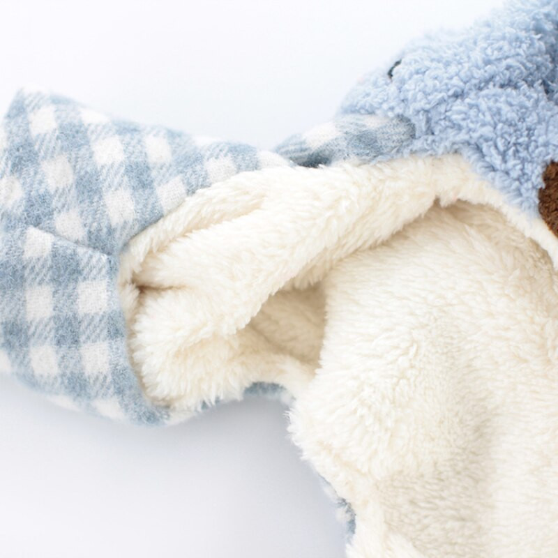 Oblečenie pre psov s kreslenými medvedíkmi, kockované overaly pre šteniatka, malé psy, oblečenie pre mačky, zimné hrubé teplé, čivava, kawaii, produkty pre domáce zvieratá