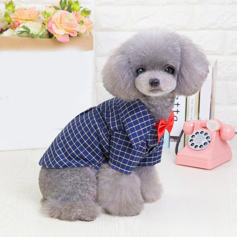 Letné pánske oblečenie pre psov, mäkké ležérne oblečenie pre svadobný oblek, nová mriežková formálna košeľa pre šteniatko, motýlik, smoking, oblečenie pre domáce zvieratá pre mačky, veľkosť S-XXL