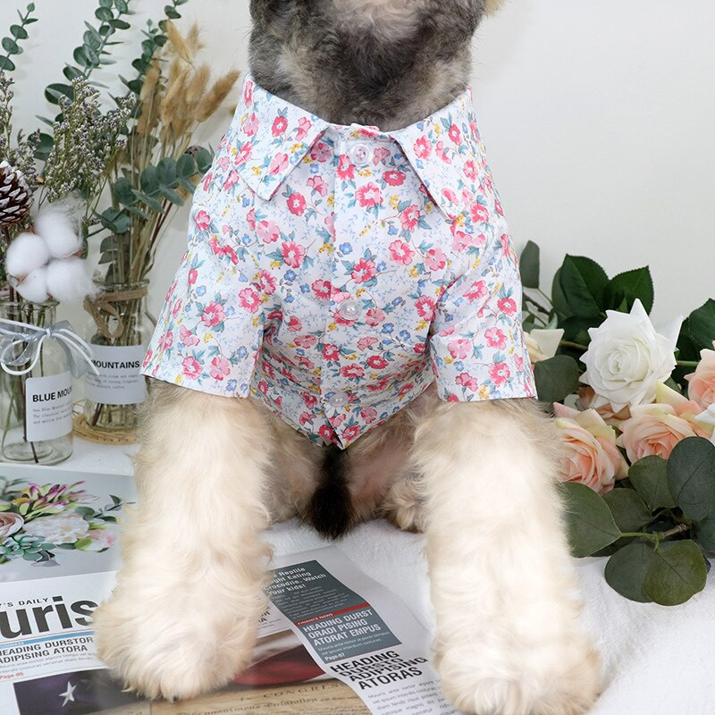 Haine imprimate de vară pentru animale de companie pentru câini, cămașă cu flori de plajă, jachete, haină pentru câini, costum de cățeluș, pisică, îmbrăcăminte de primăvară, ținute pentru animale de companie