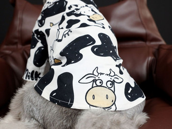 Нови пролетни дрехи за домашни кучета Риза с шарка на крава Дрехи за кучета Акита Шнауцер Мопс Памучно палто за кученце