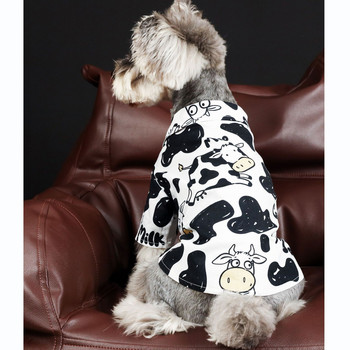 Нови пролетни дрехи за домашни кучета Риза с шарка на крава Дрехи за кучета Акита Шнауцер Мопс Памучно палто за кученце