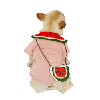 Καλοκαιρινή ένδυση κατοικίδιων ζώων Ρούχα για σκύλους για γάτες Πουκάμισο σκύλου με στάμπα καρπούζι με φρούτα για μικρά σκυλιά Χαριτωμένο δροσερό πουκάμισο Γιορκσάιρ γαλλικό μπουλντόγκ