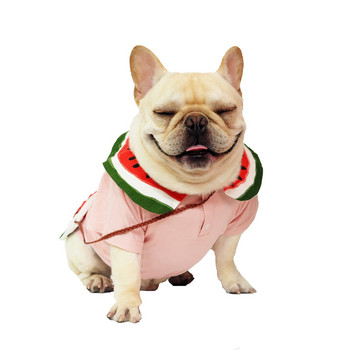 Καλοκαιρινή ένδυση κατοικίδιων ζώων Ρούχα για σκύλους για γάτες Πουκάμισο σκύλου με στάμπα καρπούζι με φρούτα για μικρά σκυλιά Χαριτωμένο δροσερό πουκάμισο Γιορκσάιρ γαλλικό μπουλντόγκ