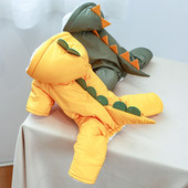 Dinosaurus Jumpsuits Koerad paksud riided Lemmikloom Kawaii cosplay Vabaaja puuvillane mantel koertele riided Sügistalv Roheline Peokingitused