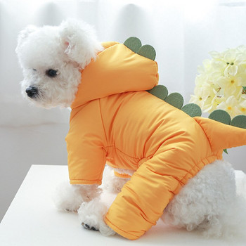 Гащеризони с динозавър Кучета Дебели дрехи Pet Kawaii cosplay Ежедневно памучно палто за дрехи за кучета Есен Зима Зелени парти подаръци