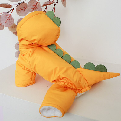 Dinosaurus Jumpsuits Koerad paksud riided Lemmikloom Kawaii cosplay Vabaaja puuvillane mantel koertele riided Sügistalv Roheline Peokingitused
