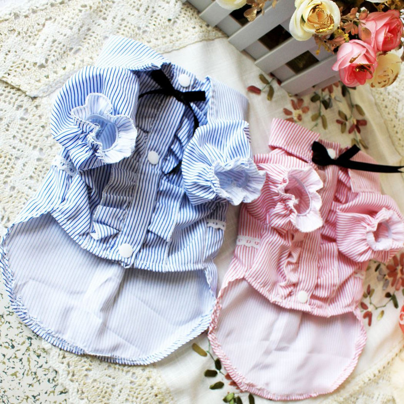 Noi haine pentru câini din bumbac pur, cu model în dungi, tricou pentru câini, cămașă pentru animale de companie, jachetă pentru câini, pentru primăvară și vară, Dropshipping