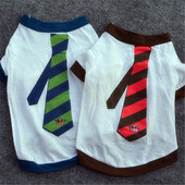 Ρούχα Καλοκαιρινό Αμάνικο πουκάμισο για σκύλους Ρούχα Γάτα Corgi Ρούχα Σκύλων Sphynx Fashion Tie T-Shirt Puppy Βαμβακερό μπλουζάκι μπλουζάκι E