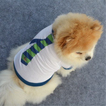 Ρούχα Καλοκαιρινό Αμάνικο πουκάμισο για σκύλους Ρούχα Γάτα Corgi Ρούχα Σκύλων Sphynx Fashion Tie T-Shirt Puppy Βαμβακερό μπλουζάκι μπλουζάκι E