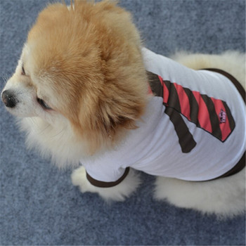 Ρούχα Καλοκαιρινό Αμάνικο πουκάμισο για σκύλους Ρούχα Γάτα Corgi Ρούχα Σκύλων Sphynx Fashion Tie T-Shirt Puppy Βαμβακερό μπλουζάκι μπλουζάκι E