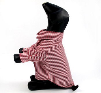 Модно домашно куче Риза с червени сини райета Летни дрехи за малки и средни кученца Облекло за кучета Котка Шнауцер Костюми Френски булдог