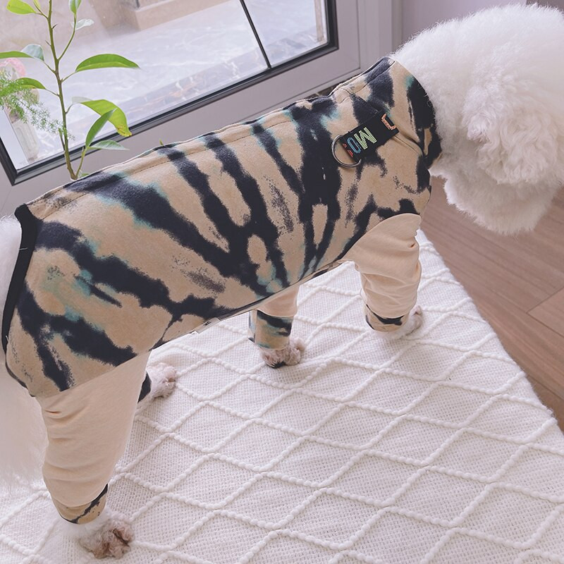 Overal pre domácich miláčikov, oblečenie pre šteniatka, tenké 100% bavlnené ochranné pyžamo s prackou na chrbát, potlačené overaly pre malých psov, pudelov