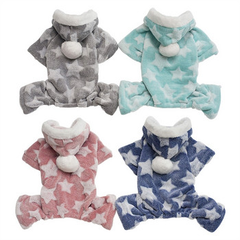6 Χρώματα Ολόσωμη φόρμα για σκύλους Χειμερινές ζεστές πιτζάμες για σκύλους μαλακές φλις κουκούλα με κουκούλα για κουτάβι γάτα Ρούχα για κατοικίδια Ρούχα για γάτες σκύλους Yorkie