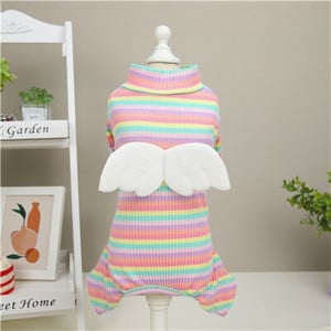 Roztomilé anjelské krídla, oblečenie pre šteniatka, pásiky, tričko s pyžamom pre malé a stredné psy, yorkshirský teriér, kombinézy pre psov, tepláková súprava, overal.