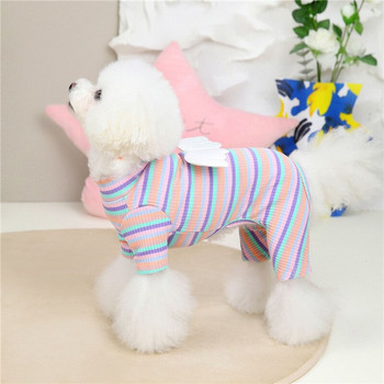 Χαριτωμένα φτερά αγγέλου Ρούχα για κουτάβι με λωρίδες πιτζάμες για σκύλους για μικρομεσαίους σκύλους Γιορκσάιρ τεριέ φόρμες για σκύλους αθλητικές φόρμες