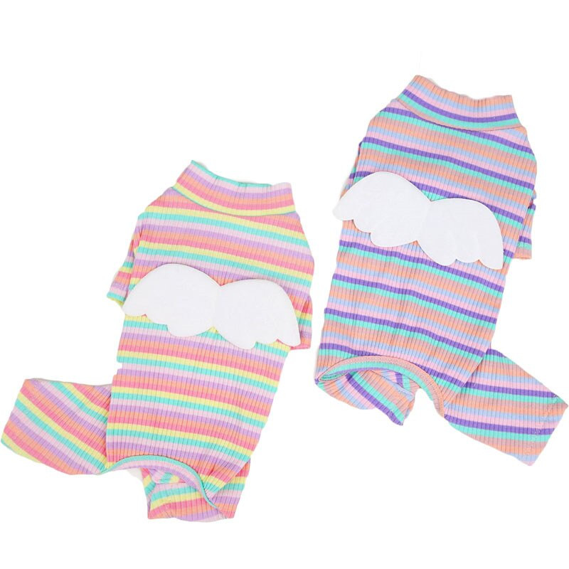 Roztomilé anjelské krídla, oblečenie pre šteniatka, pásiky, tričko s pyžamom pre malé a stredné psy, yorkshirský teriér, kombinézy pre psov, tepláková súprava, overal.