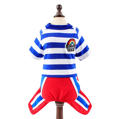 Triibuline lemmikloomakoera kombinesoon Lemmikloomarõivad väikestele koertele Yorkshire`i terjer Chihuahua riietus kutsika koerte kostüüm Ropa Para Perros