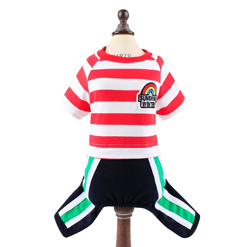 Triibuline lemmikloomakoera kombinesoon Lemmikloomarõivad väikestele koertele Yorkshire`i terjer Chihuahua riietus kutsika koerte kostüüm Ropa Para Perros