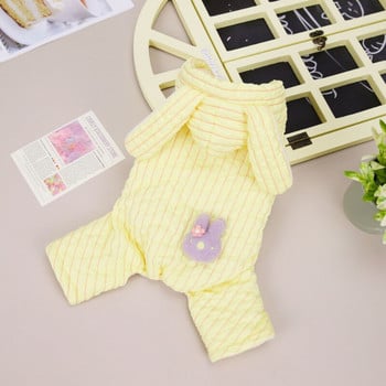 Rabbit Ear Rompers Ρούχα για σκύλους Kawaii Solid Stripe Ζεστά μικρά σκυλιά Ρούχα για γάτα Winter Thicken Warm Fashion Προϊόντα για χαριτωμένα κατοικίδια