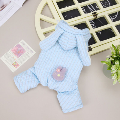 Küüliku kõrvapüksid Koerariided Kawaii Solid Stripe Soe Väikeste Koerte Riietus Kass Talvine Paks Soe Mood Armsad Lemmikloomatooted