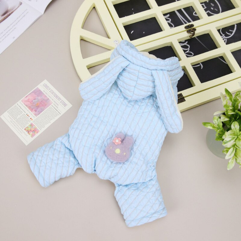 Küüliku kõrvapüksid Koerariided Kawaii Solid Stripe Soe Väikeste Koerte Riietus Kass Talvine Paks Soe Mood Armsad Lemmikloomatooted