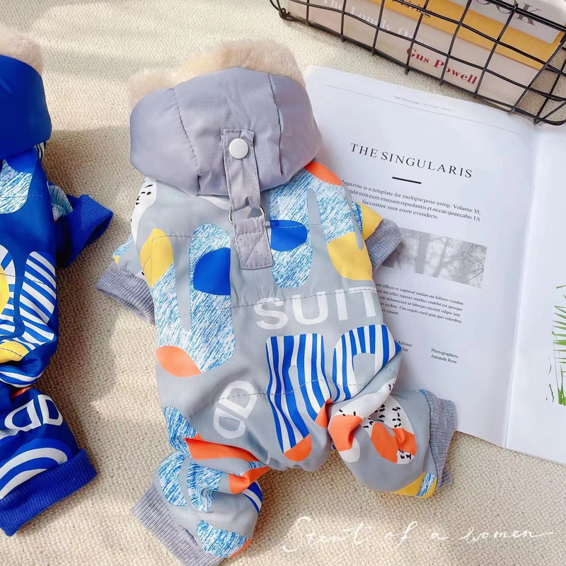 Ολόσωμες φόρμες για σκύλους για το φθινόπωρο και το χειμώνα Ρούχα για κατοικίδια για μικρό και μεσαίο σκυλί Παχύ τετράποδο αντιανεμικό παλτό για Perro