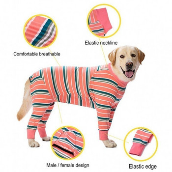 Μπλούζα με μεγάλα ρούχα για σκύλους για μεσαίου μεγέθους σκύλους Πιτζάμες Παντελόνι Ρούχα Λεπτό παλτό σκύλου Ελαστικό πουκάμισο για κατοικίδια μακρυμάνικο στολή για κατοικίδια