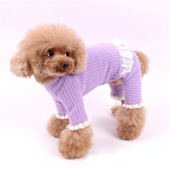 Ολόσωμη φόρμα σκύλου Lace Soild Color Ρούχα για κουτάβι για γάτα Ρούχα Chihuahua Ρούχα για σκύλους για μικρό σκύλο Ρούχα φθινοπώρου και χειμώνα για κατοικίδια