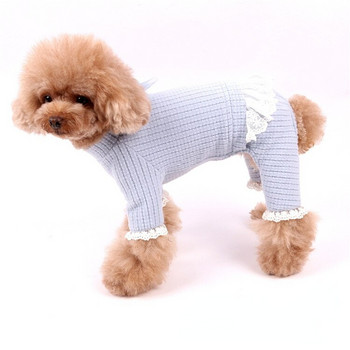 Ολόσωμη φόρμα σκύλου Lace Soild Color Ρούχα για κουτάβι για γάτα Ρούχα Chihuahua Ρούχα για σκύλους για μικρό σκύλο Ρούχα φθινοπώρου και χειμώνα για κατοικίδια