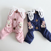 Flísový overal s králičím ušným vzorom, oblečenie pre psov, kawaii overal, zimné teplé oblečenie pre malých psov, hrubé módne oblečenie pre bišonov a domáce zvieratá