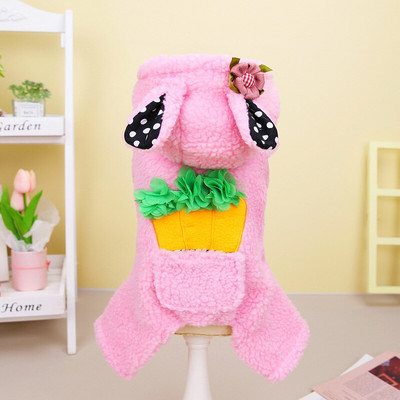 Zahusťte teplý flísový overal pre psov, zimné pyžamo pre psov, onesie, šteňa, králičí kostým s kapucňou, oblečenie pre psov pre malých psov, yorkshirských psov