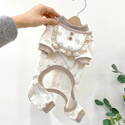 Lemmiklooma Pomeranian Onesie Talvine soojad koerariided Bichon Neljajalgsed riided Kutsika Pehmed Pidžaamad Multifilmid Lambariided