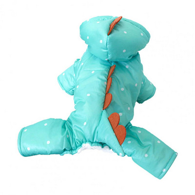 Patvari naminių gyvūnėlių pūkinė striukė Lengvai valomi šuniuko drabužiai 4 kojų šalčiui atsparūs stori, šilti šuniuko dinozaurų drabužiai