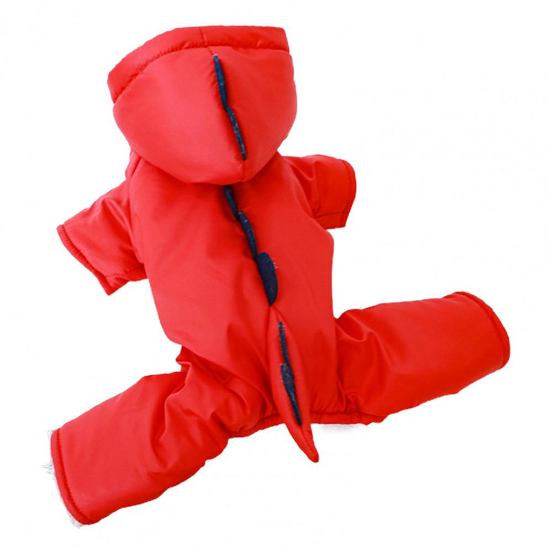 Patvari naminių gyvūnėlių pūkinė striukė Lengvai valomi šuniuko drabužiai 4 kojų šalčiui atsparūs stori, šilti šuniuko dinozaurų drabužiai