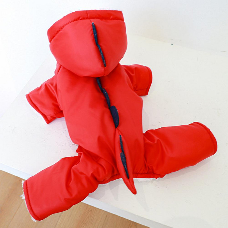 Patvari naminių gyvūnėlių pūkinė striukė Lengvai valomi šuniuko drabužiai 4 kojų šalčiui atsparūs stori, šilti šuniuko dinozaurų drabužiai