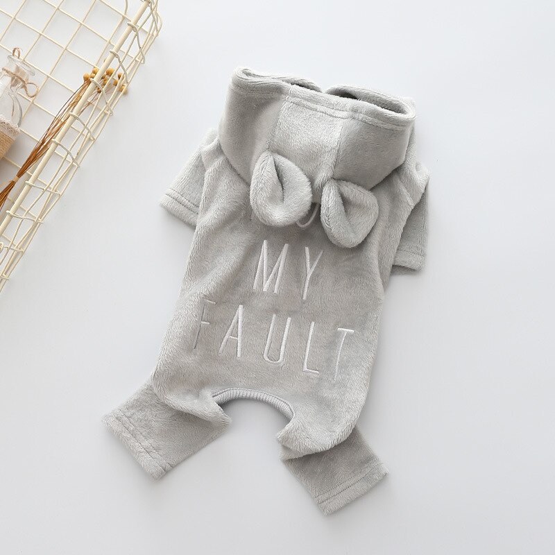 Domáce zvieratá Psy Mačky Šteniatka Oblečenie Zimné teplé overaly so štyrmi nohami a ušnými čiapkami