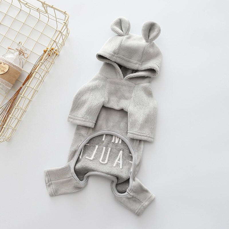 Domáce zvieratá Psy Mačky Šteniatka Oblečenie Zimné teplé overaly so štyrmi nohami a ušnými čiapkami