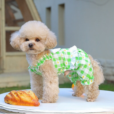 Plaid Cherry Print koeravannid kutsikate kasside riided Bichon koerte riided koerte püksid väikestele koertele Kevad- ja suvised lemmikloomariided