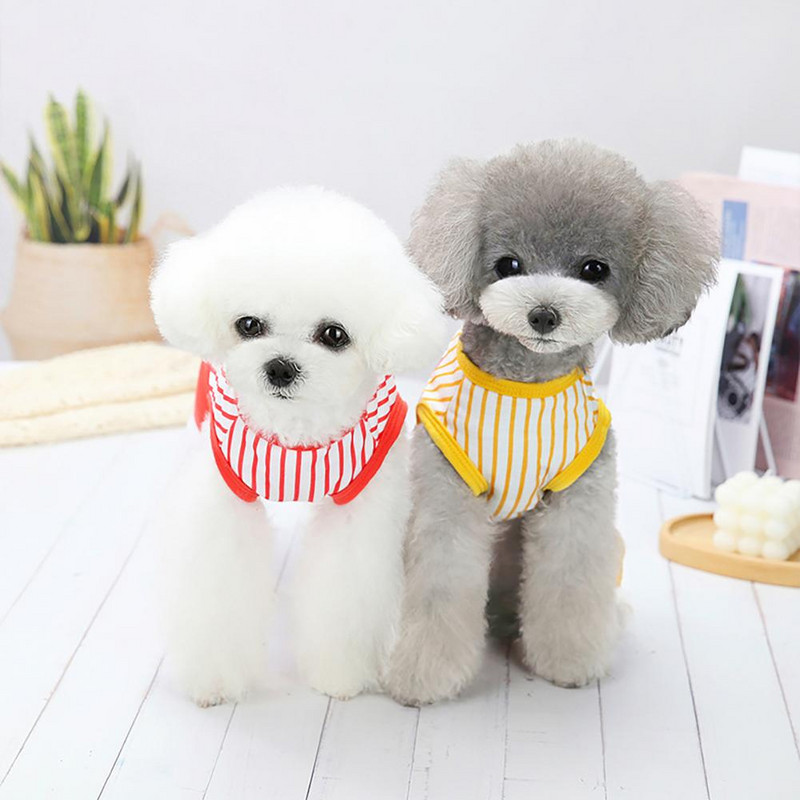 Salopetă de modă pentru animale de companie, design cu dungi moi, salopetă de vară pentru câini, cu patru picioare, îmbrăcăminte pentru îmbrăcăminte pentru acasă