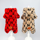 Teplé oblečenie pre psov s viacerými farbami a potlačou, bavlnené polstrované, zahustené kombinézy pre domáce zvieratá, kožušinové oblečenie pre psov, kostým pre psov s štyrmi nohami