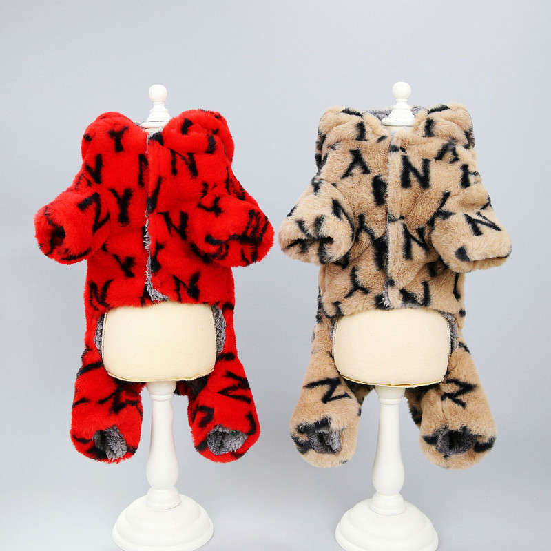 Teplé oblečenie pre psov s viacerými farbami a potlačou, bavlnené polstrované, zahustené kombinézy pre domáce zvieratá, kožušinové oblečenie pre psov, kostým pre psov s štyrmi nohami