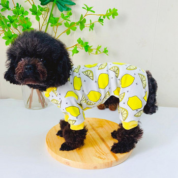 Кучешка пижама Кучешки гащеризон Мек разтеглив памук с принт с лимонова ягода за лятото