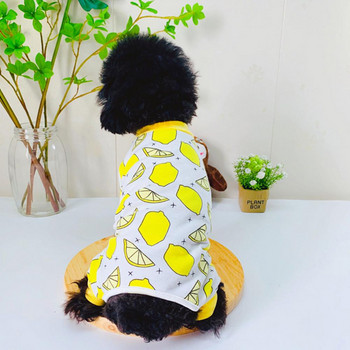 Кучешка пижама Кучешки гащеризон Мек разтеглив памук с принт с лимонова ягода за лятото