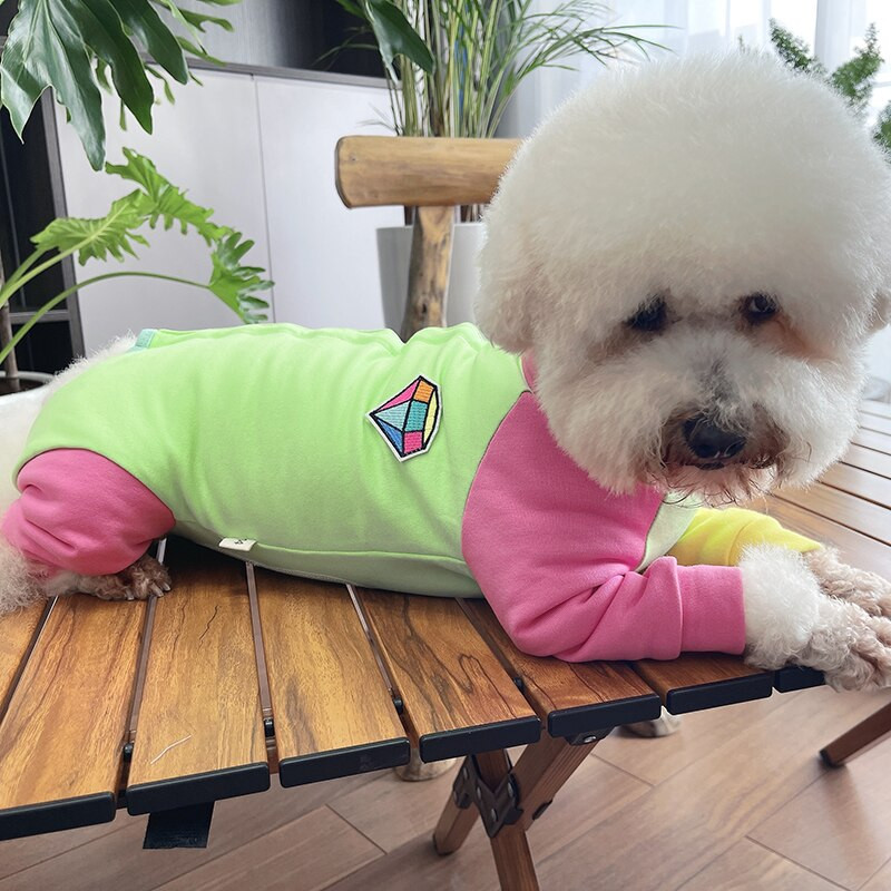Naminių šunų kombinezonas Ploni grynos medvilnės šuniuko rūbai Apsaugo pilvą pižama Nugara Trakcinis žiedas margintas kombinezonas mažiems šunims Pudelis