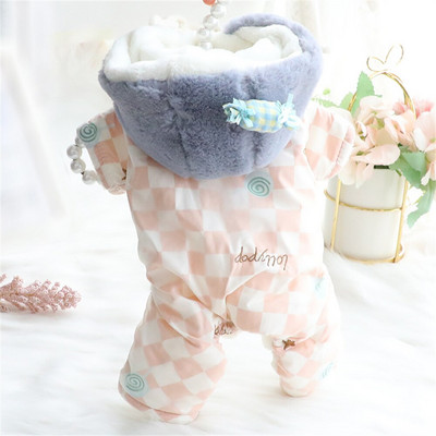 Παχύρρευστη βελούδινη φόρμα χειμερινών σκύλων ροζ παλτό Προμήθειες για κατοικίδια Puppy Bichon κοστούμι για σκύλους Χειμερινή ένδυση για σκύλους Πυτζάμα Ropa Perro