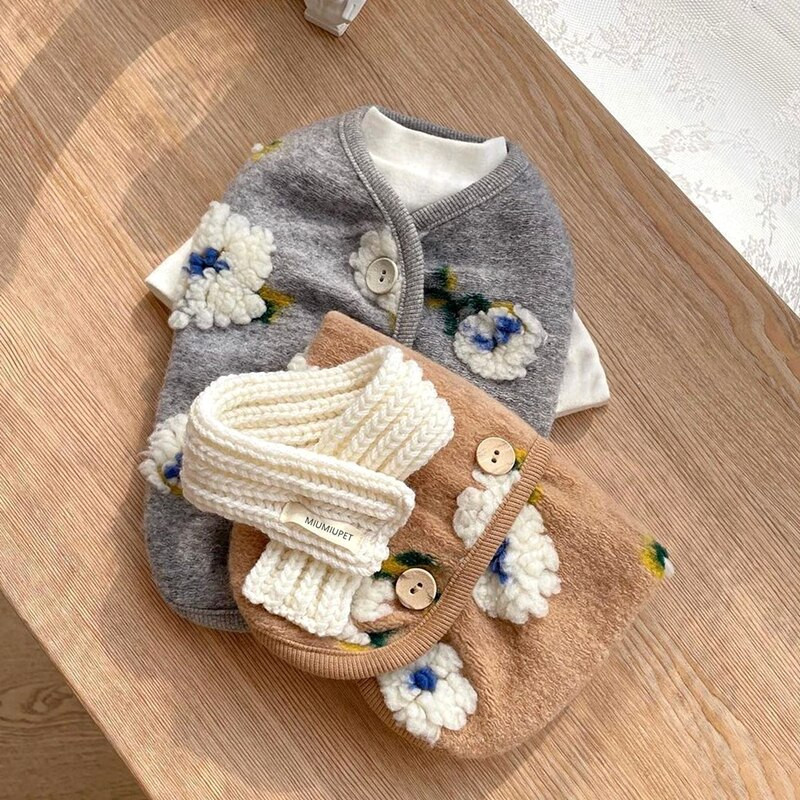 Oblečenie pre psov Jesenné a zimné oblečenie pre šteniatka Sveter/vesta Teddy Čivava Bišon Pudel Pomeranian Šteniatko Oblečenie pre domáce zvieratá Kvetinový vzor