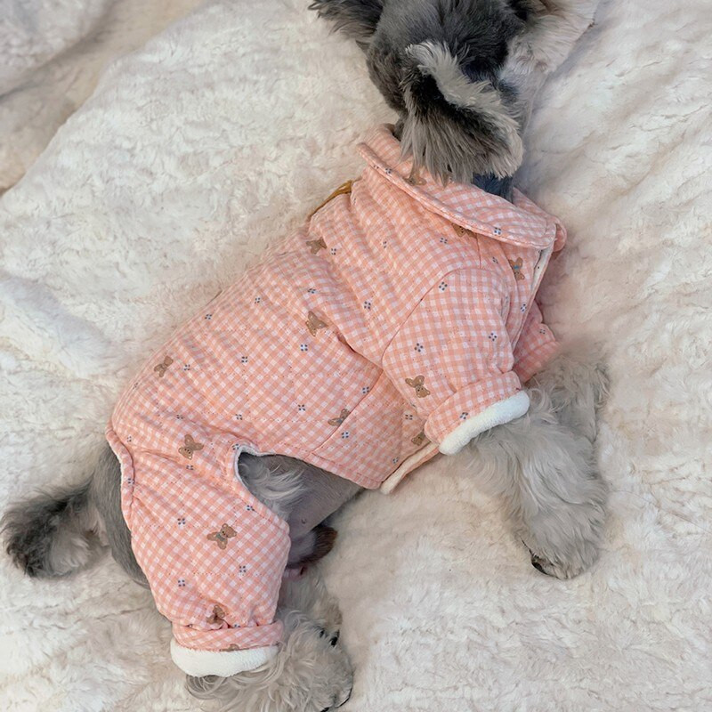 Zimný flísový teplý overal pre psov, roztomilý kreslený medvedík, bunda pre domáce zvieratá pre malých psov, oblečenie pre psov, domáce oblečenie pre psov v Yorkshire, pyžamá, župan pre psov
